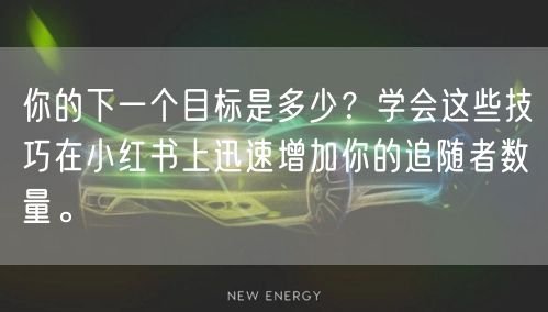 你的下一个目标是多少？学会这些技巧在小红书上迅速增加你的追随者数量。