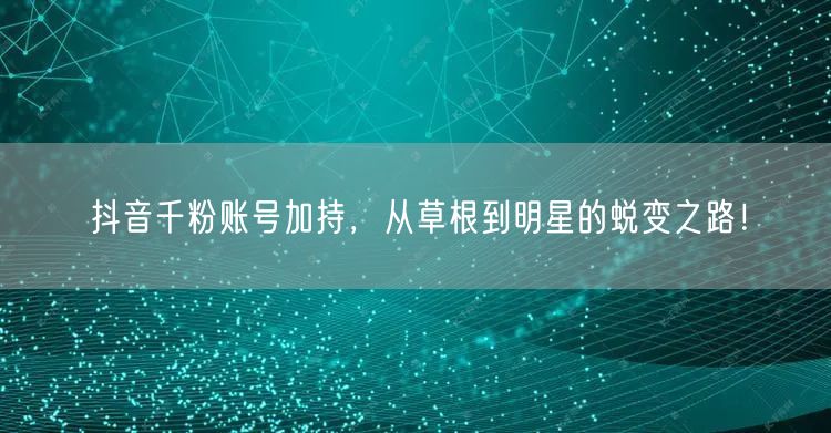 抖音千粉账号加持，从草根到明星的蜕变之路！