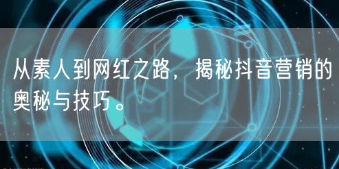 从素人到网红之路，揭秘抖音营销的奥秘与技巧。