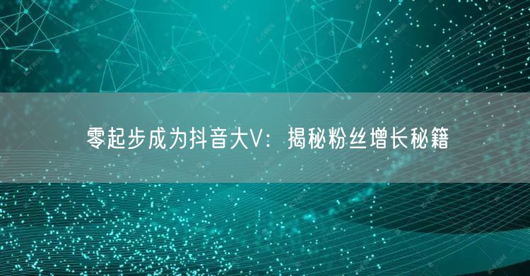 零起步成为抖音大V：揭秘粉丝增长秘籍