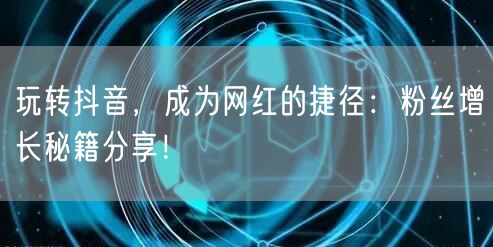 玩转抖音，成为网红的捷径：粉丝增长秘籍分享！