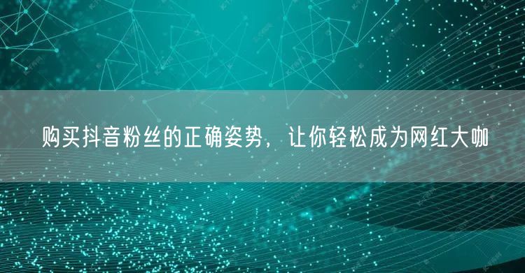 购买抖音粉丝的正确姿势，让你轻松成为网红大咖