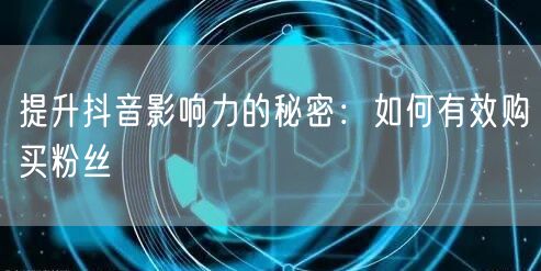 提升抖音影响力的秘密：如何有效购买粉丝