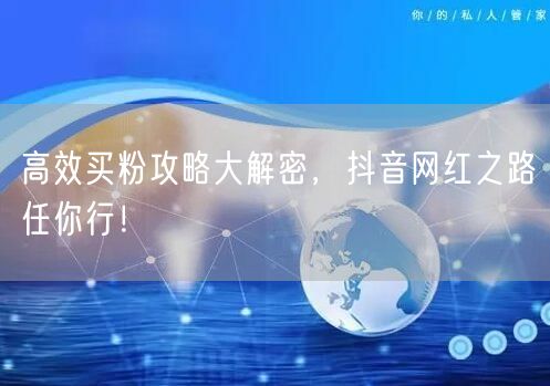 高效买粉攻略大解密，抖音网红之路任你行！