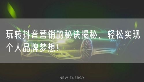玩转抖音营销的秘诀揭秘，轻松实现个人品牌梦想！