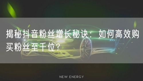揭秘抖音粉丝增长秘诀：如何高效购买粉丝至千位？