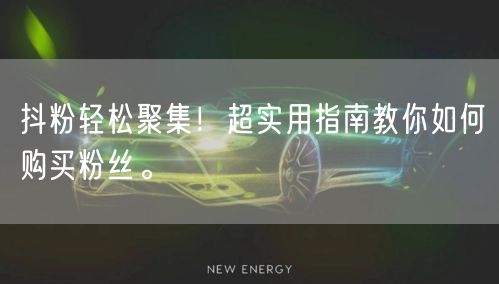 抖粉轻松聚集！超实用指南教你如何购买粉丝。