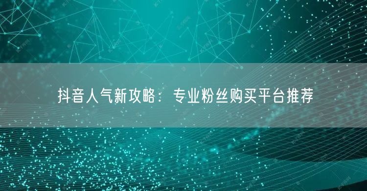 抖音人气新攻略：专业粉丝购买平台推荐