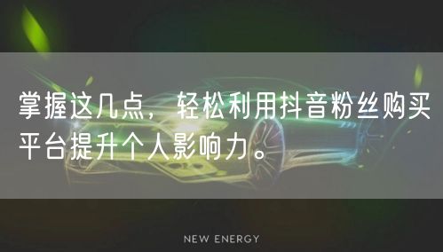 掌握这几点，轻松利用抖音粉丝购买平台提升个人影响力。