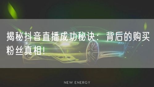 揭秘抖音直播成功秘诀：背后的购买粉丝真相！