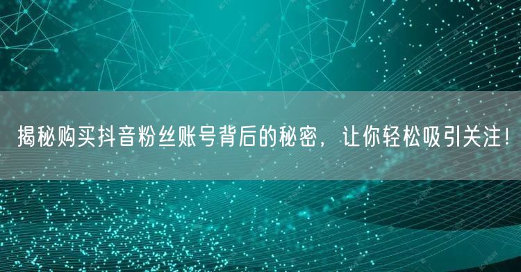 揭秘购买抖音粉丝账号背后的秘密，让你轻松吸引关注！