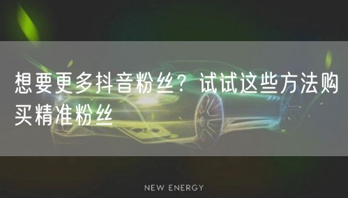 想要更多抖音粉丝？试试这些方法购买精准粉丝