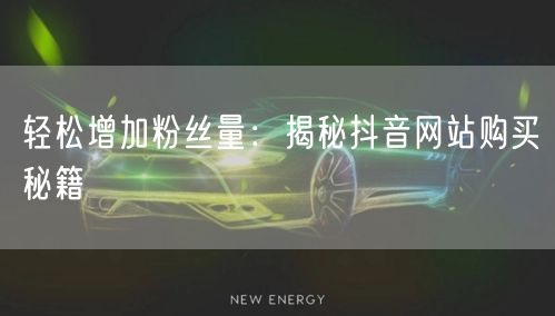 轻松增加粉丝量：揭秘抖音网站购买秘籍