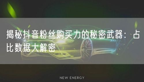揭秘抖音粉丝购买力的秘密武器：占比数据大解密