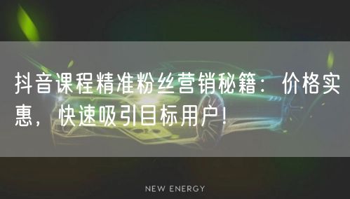 抖音课程精准粉丝营销秘籍：价格实惠，快速吸引目标用户！