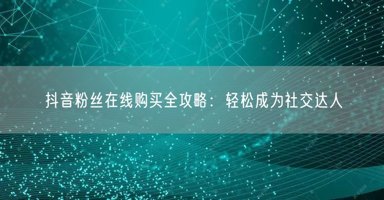 抖音粉丝在线购买全攻略：轻松成为社交达人