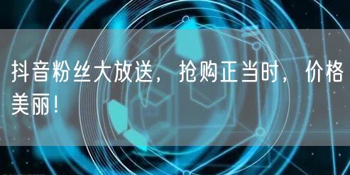 抖音粉丝大放送，抢购正当时，价格美丽！