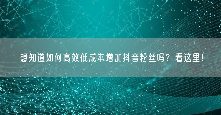 想知道如何高效低成本增加抖音粉丝吗？看这里！