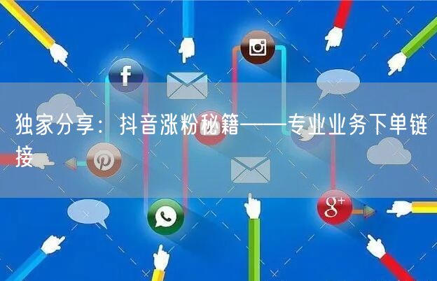 独家分享：抖音涨粉秘籍——专业业务下单链接