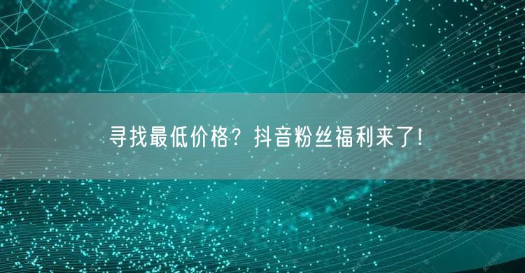 寻找最低价格？抖音粉丝福利来了！