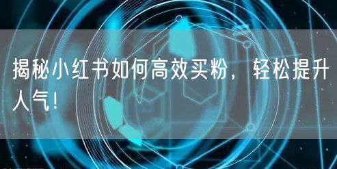 揭秘小红书如何高效买粉，轻松提升人气！