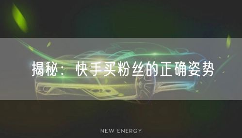 揭秘：快手买粉丝的正确姿势