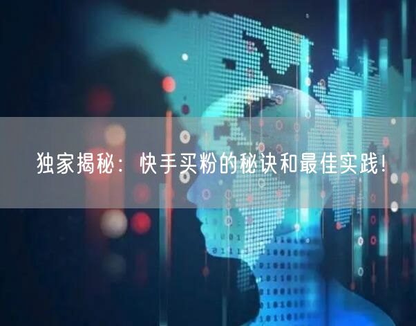 独家揭秘：快手买粉的秘诀和最佳实践！
