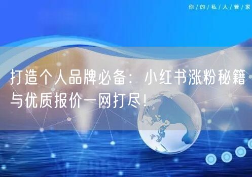 打造个人品牌必备：小红书涨粉秘籍与优质报价一网打尽！