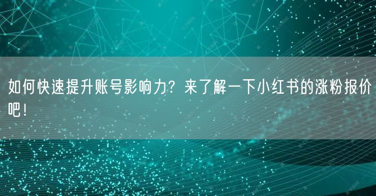如何快速提升账号影响力？来了解一下小红书的涨粉报价吧！