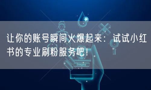 让你的账号瞬间火爆起来：试试小红书的专业刷粉服务吧！