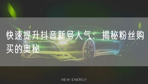 快速提升抖音新号人气：揭秘粉丝购买的奥秘