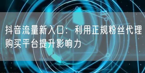 抖音流量新入口：利用正规粉丝代理购买平台提升影响力