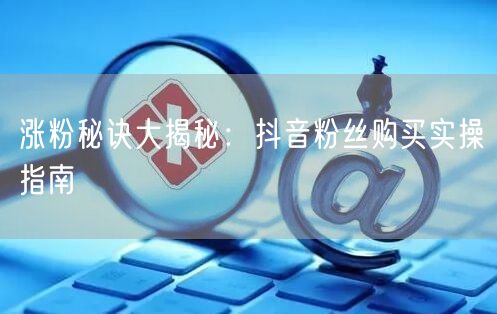 涨粉秘诀大揭秘：抖音粉丝购买实操指南