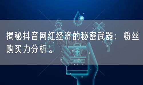 揭秘抖音网红经济的秘密武器：粉丝购买力分析。