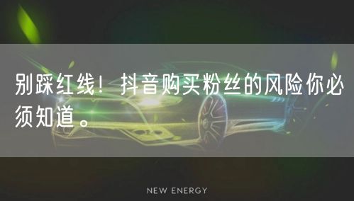 别踩红线！抖音购买粉丝的风险你必须知道。