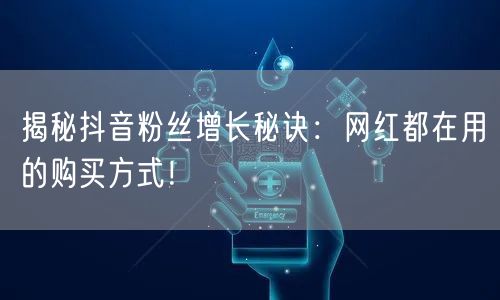 揭秘抖音粉丝增长秘诀：网红都在用的购买方式！