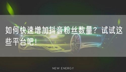 如何快速增加抖音粉丝数量？试试这些平台吧！