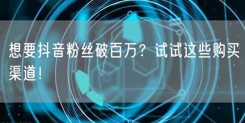 想要抖音粉丝破百万？试试这些购买渠道！