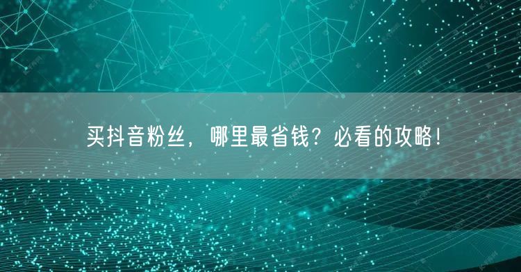 买抖音粉丝，哪里最省钱？必看的攻略！