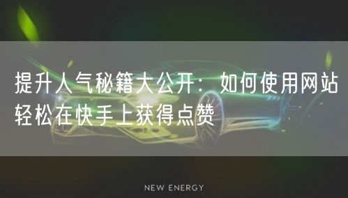 提升人气秘籍大公开：如何使用网站轻松在快手上获得点赞