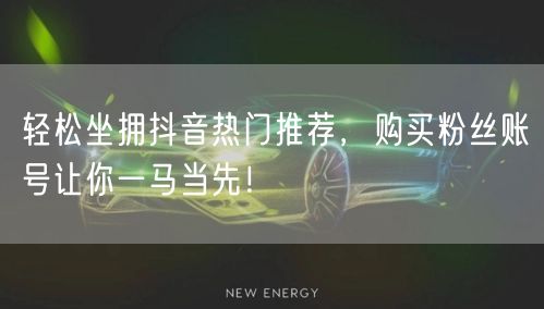 轻松坐拥抖音热门推荐，购买粉丝账号让你一马当先！