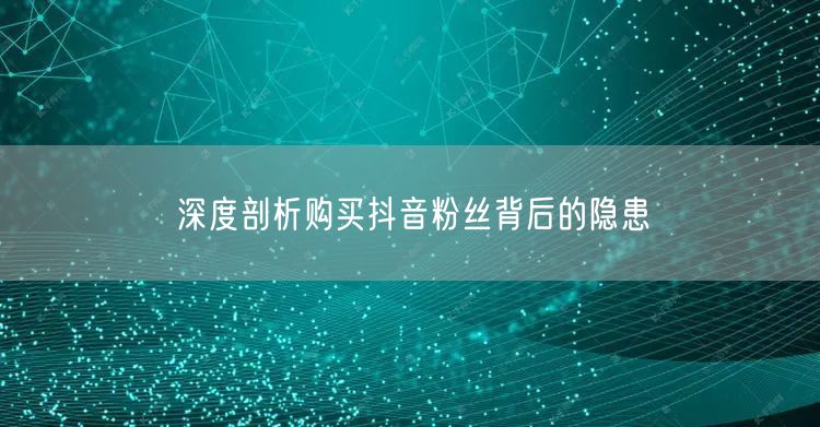 深度剖析购买抖音粉丝背后的隐患