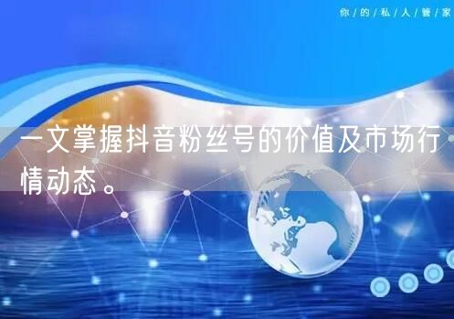 一文掌握抖音粉丝号的价值及市场行情动态。