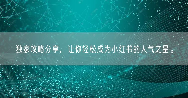 独家攻略分享，让你轻松成为小红书的人气之星。