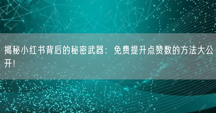 揭秘小红书背后的秘密武器：免费提升点赞数的方法大公开！