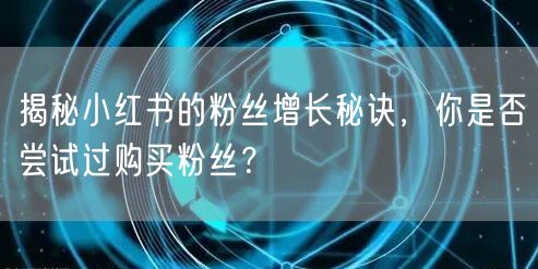 揭秘小红书的粉丝增长秘诀，你是否尝试过购买粉丝？
